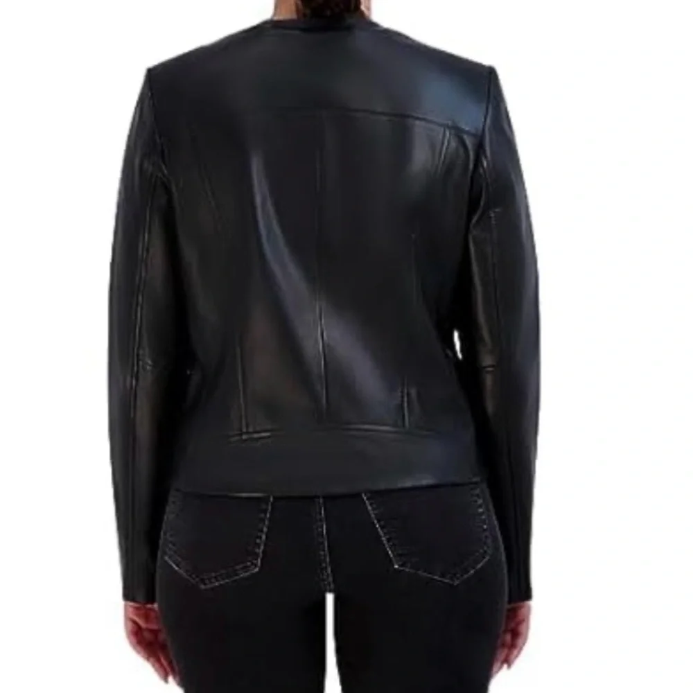 Cole Haan Women's Black Leather Jacket - Picture 3 of 8